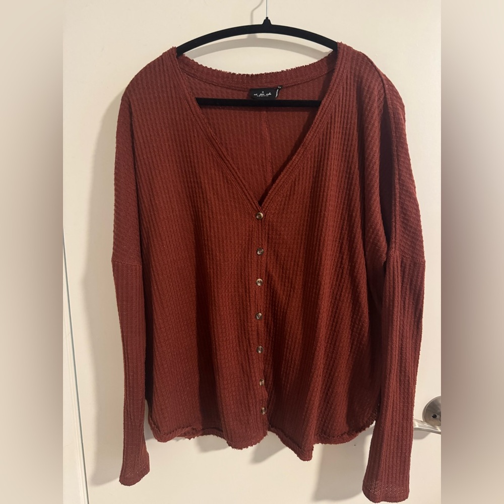 Urban Outfitters Rust Button-Up Sweater